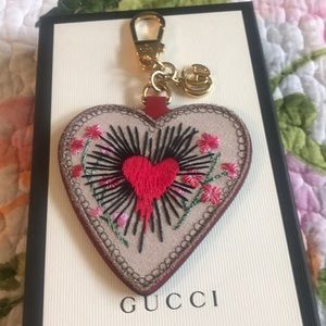 Gucci Bleeding Heart Embroidered Keychain